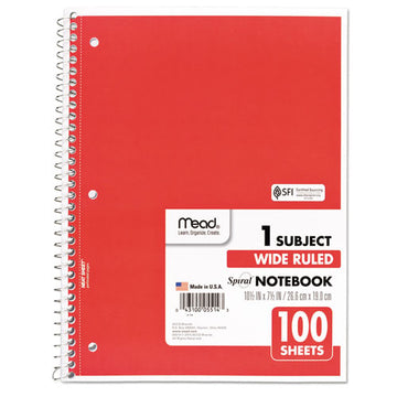 Mead® Spiral Notebook, 3-hole Punched, 1 Subject, Wide-legal Rule, Randomly Assorted Covers, 10.5 X 7.5, 100 Sheets freeshipping - TVN Wholesale